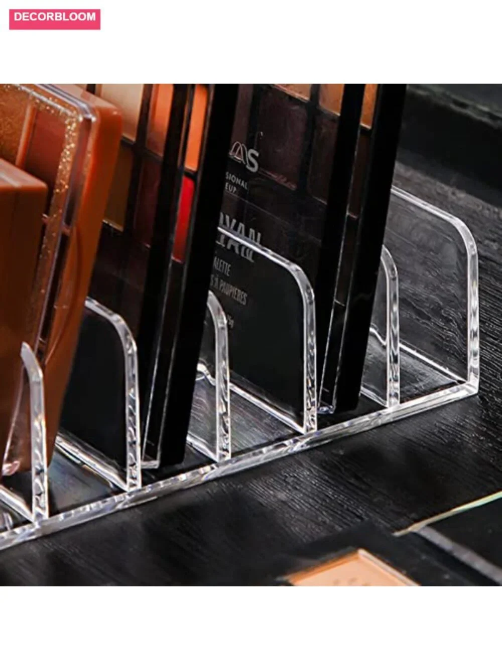 Acrylic 7-Section Divided Makeup Palette Organizer Holder - Clear 2 Pack